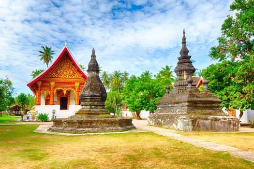 Beautiful view of stupa in Wat Visounnarath. Luang Prabang. Laos.