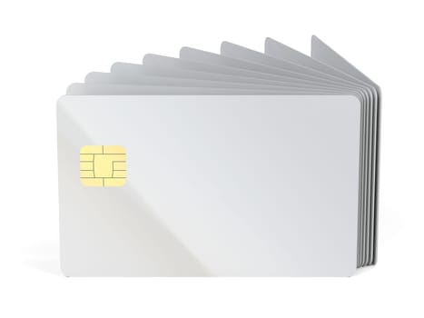 Blank plastic cards with chip, can be used for telephone, bank or key cards