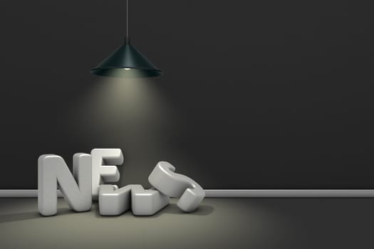 the word news under luminous lamp - 3d rendering