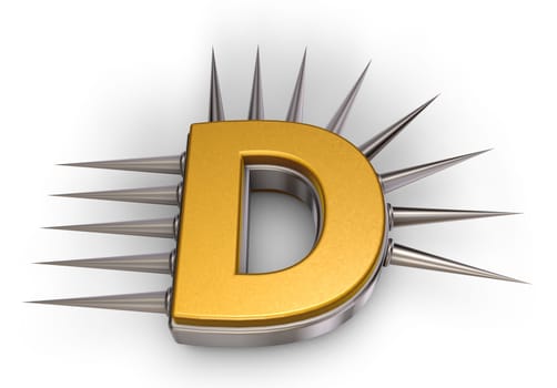 the letter d with spikes - 3d illustration