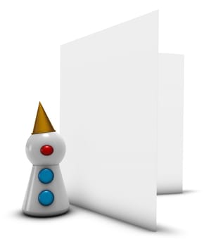 clown and folding card - 3d illustration