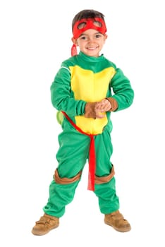 Young boy in a costume isolated in white
