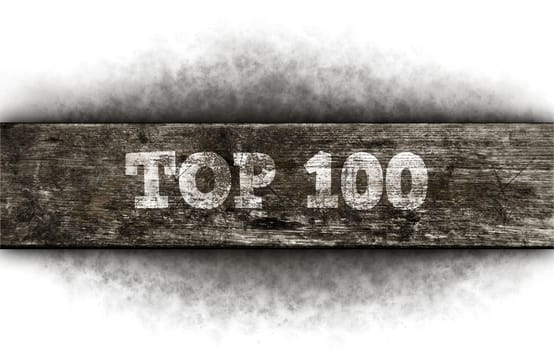 top 100 on old wooden board