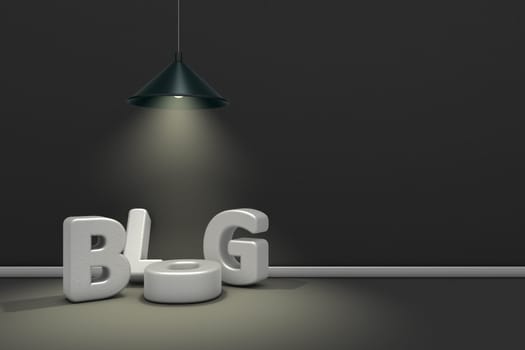 the word blog under a lamp - 3d rendering