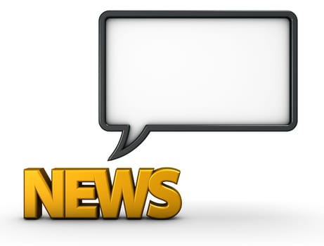 the word news and speech bubble - 3d rendering