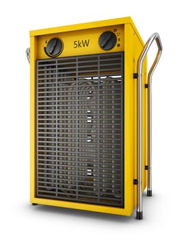 Industrial heat fan on a white background. 3d rendering.