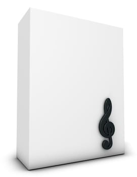clef symbol and white box - 3d rendering