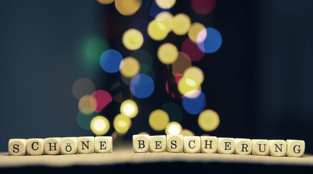 What a nice mess, German Christmas background with wooden dices
