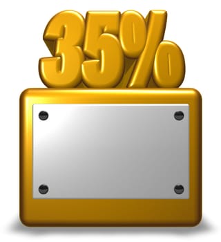 the number thirty-five and percent sign on socket - 3d rendering