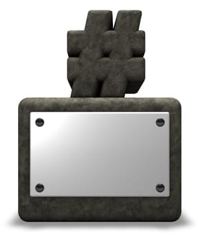 hashtag symbol on steinpodest - 3d rendering