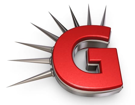 the letter g with spikes - 3d illustration