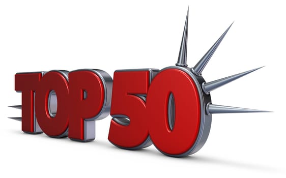 top 50 - font with spikes - 3d rendering