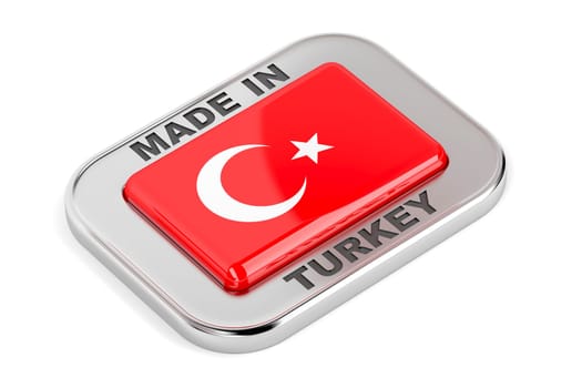 Shiny badge with text Made in Turkey with Turkish flag inside