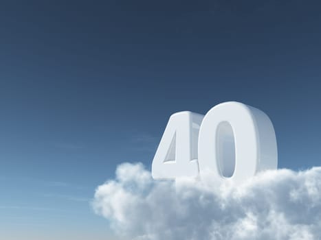 the number forty on clouds - 3d rendering