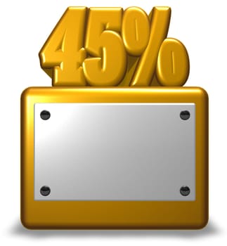 the number forty-five and percent signs on socket - 3d rendering