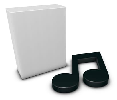 symbol music note and white box - 3d rendering