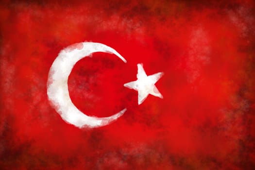 flag of turkey on grunge background - illustration