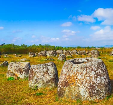 Archaeological landscape The Plain of jars. Laos