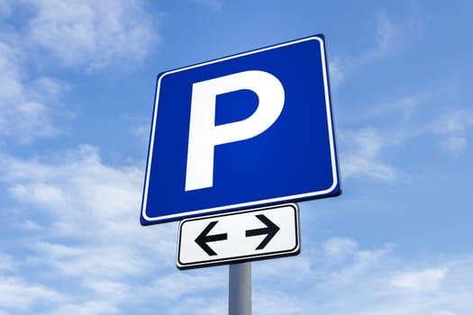 Blue transit signal with a parking icon