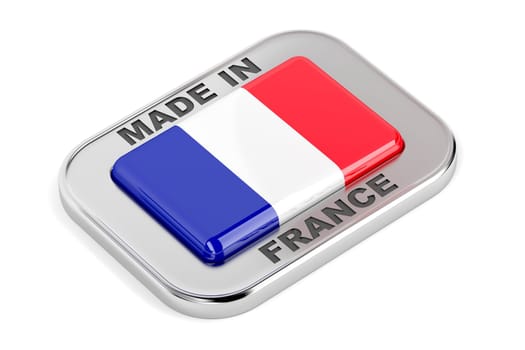 Silver badge Made in France with French flag