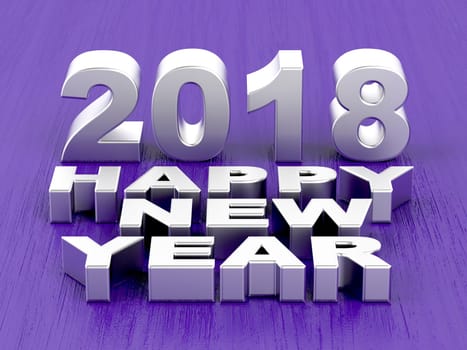 Happy new year 2018 message on purple background