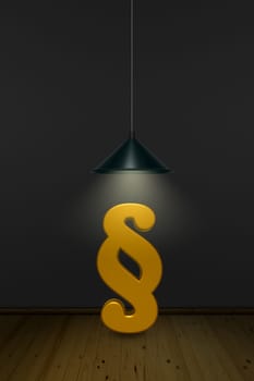 paragraph symbol under a lamp - 3d rendering