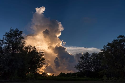 Clouds illuminated by the setting sun on Bird Island,Seychelles,Indian Ocean