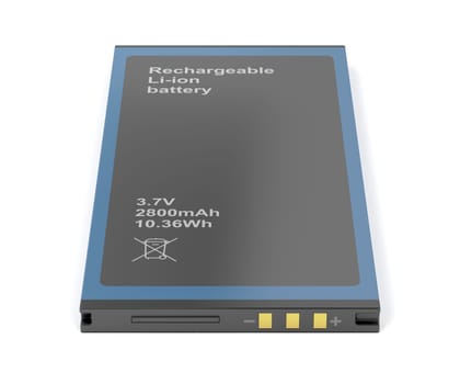 Rechargeable Li-ion battery isolated on white background