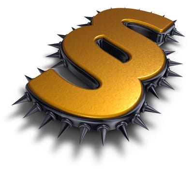 paragraph symbol with metal spikes - 3d rendering
