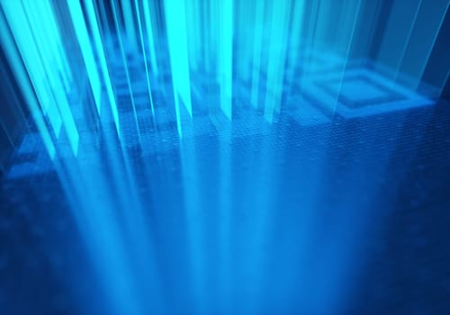 3d illustration of a concept image of digital data. Binary code and quick response code.