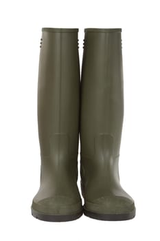 Grenn Rubber Boots isolated on white background