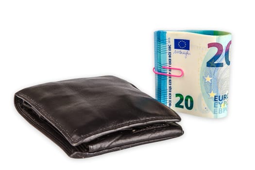 Banknotes 20 Euro exempt on white background