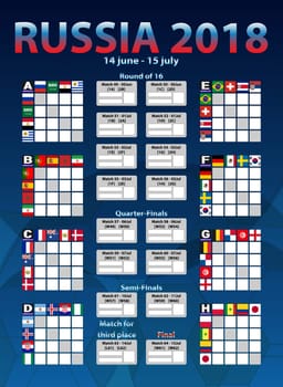 The final chart of countries Cup football in Russia.