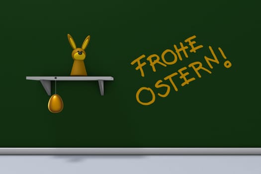 rabbit figure,easter egg and happy easter text - 3d rendering