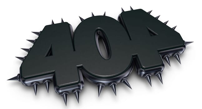 the number 404 with spikes - 3d rendering