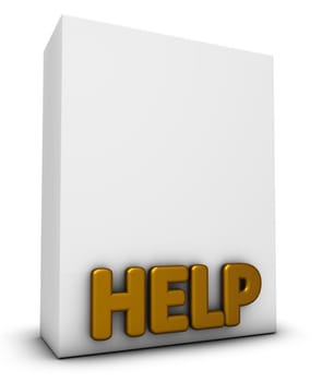 the word help on white box - 3d rendering