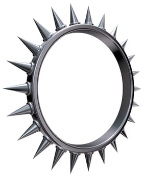 metal ring with spikes on white background - 3d illustration