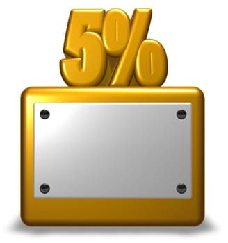 the number five and percent sign on socket - 3d rendering