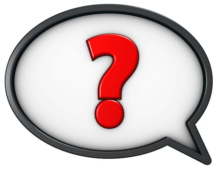 speech bubble and question mark on white background - 3d rendering
