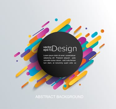 Abstraction in modern style with circle frame and dynamic rounded shapes. Vector illustration.