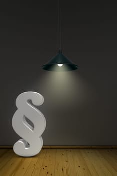 paragraph symbol under a lamp - 3d rendering