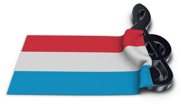 clef and flag of luxembourg - 3d illustration