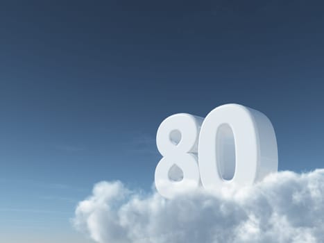 the number eighty on clouds - 3d rendering