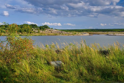 Schlabendorfer See,landscape in Lusatia in autumn - Schlabendorf lake,landscape in Lusatia in autumn