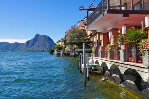 Gandria small fishing village on Lake Lugano,Switzerland - Gandria small village on Lake Lugano,Switzerland