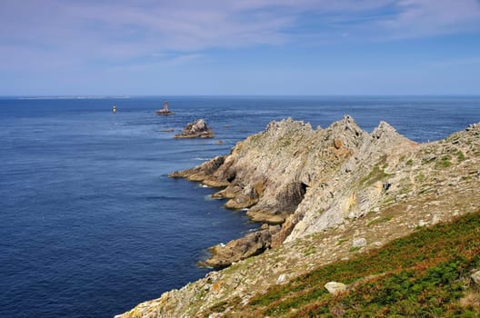 Pointe du Raz and the lighthouse la Vieille in Brittany,France - Pointe du Raz and lighthouse Phare de la Vieille in Brittany,France