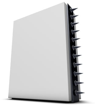 white box with spikeds - 3d rendering