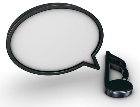 speech bubble and music note on white background - 3d rendering