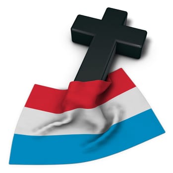 Christian cross and flag of luxembourg - 3d rendering