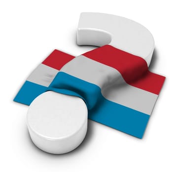 question mark and flag of the Grand Duchy of Luxembourg - 3d rendering